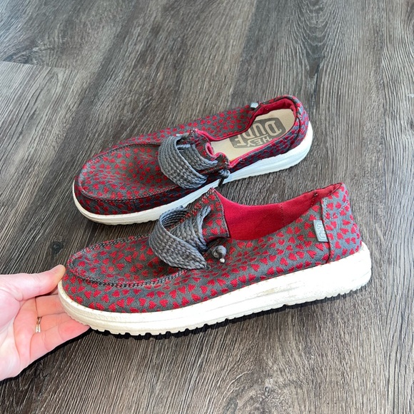 Hey Dude Red and Gray Women's Sneakers - Picture 1 of 8
